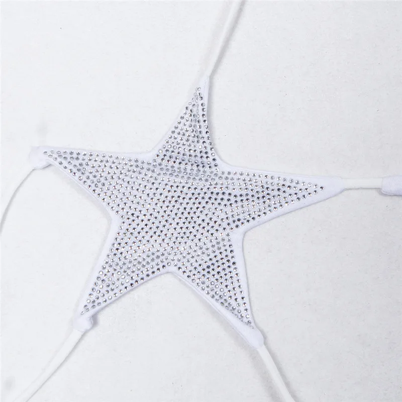 

Sexy Bandage Starfish Hot Rhinestone Micro Bikini 2 Piece Set Thong Swimsuit Bathing Suit Summer Vacation Biquinis Feminino