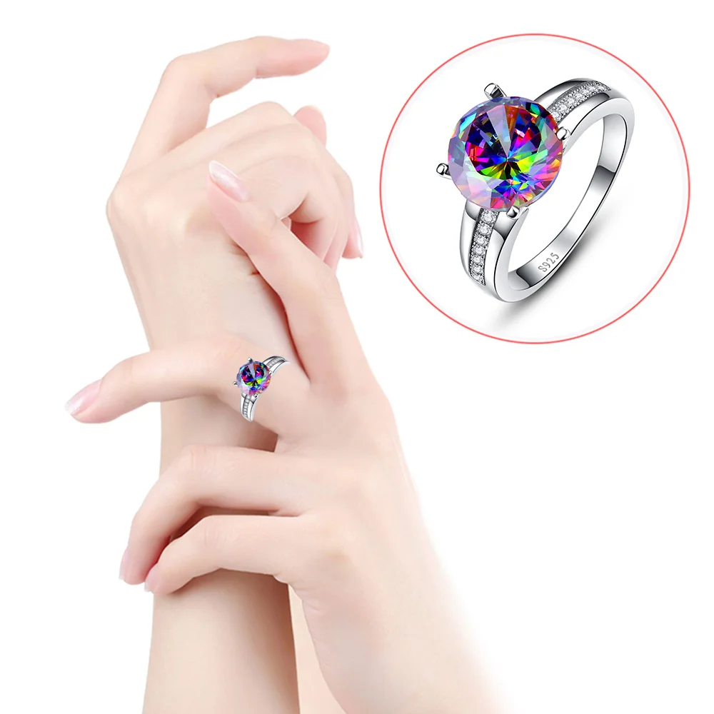 Женское кольцо из серебра 925 пробы с рубином и белым топазом|fine jewelry|jewelry ringsjewelry ruby
