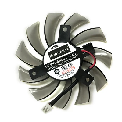 PLD08010S12H 2PIN PLD08010S12H 75 мм 2Pin 2 провода DC 12 V T128010SM Графика карты Вентилятор Cooler для ATI HD5870 GTX460 охлаждение для видеокарты - Цвет лезвия: PLD08010S12H 2PIN
