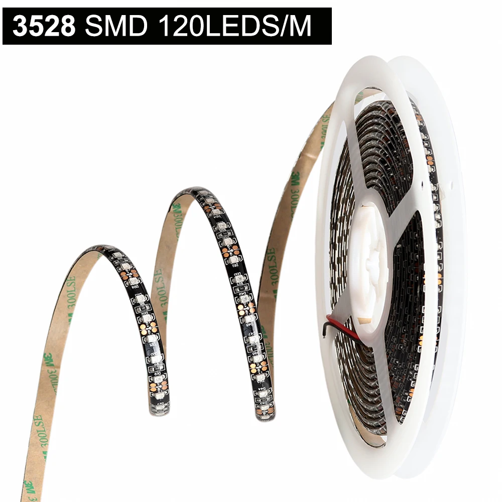 12V UV ультрафиолетовая 395 405nm Светодиодная лента 3528 SMD 120led/m 5 м/лот 8 мм черная