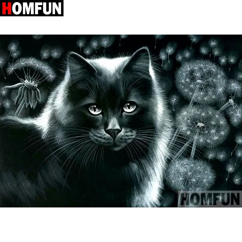 Алмазная 5D картина HOMFUN Кот Одуванчик алмазная вышивка с полными