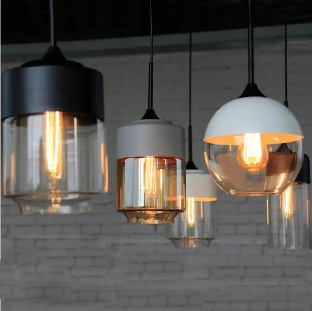 

Nordic Modern loft hanging Glass Pendant Lamp Fixtures E27 E26 LED Pendant lights for Kitchen Restaurant Bar living room bedroom