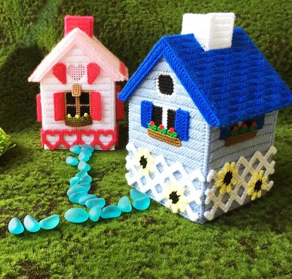 13x13x22cm Love Cabin storage tissue box embroidery kit DIY handmade craft set Crocheting knitting needlework supplies | Дом и сад