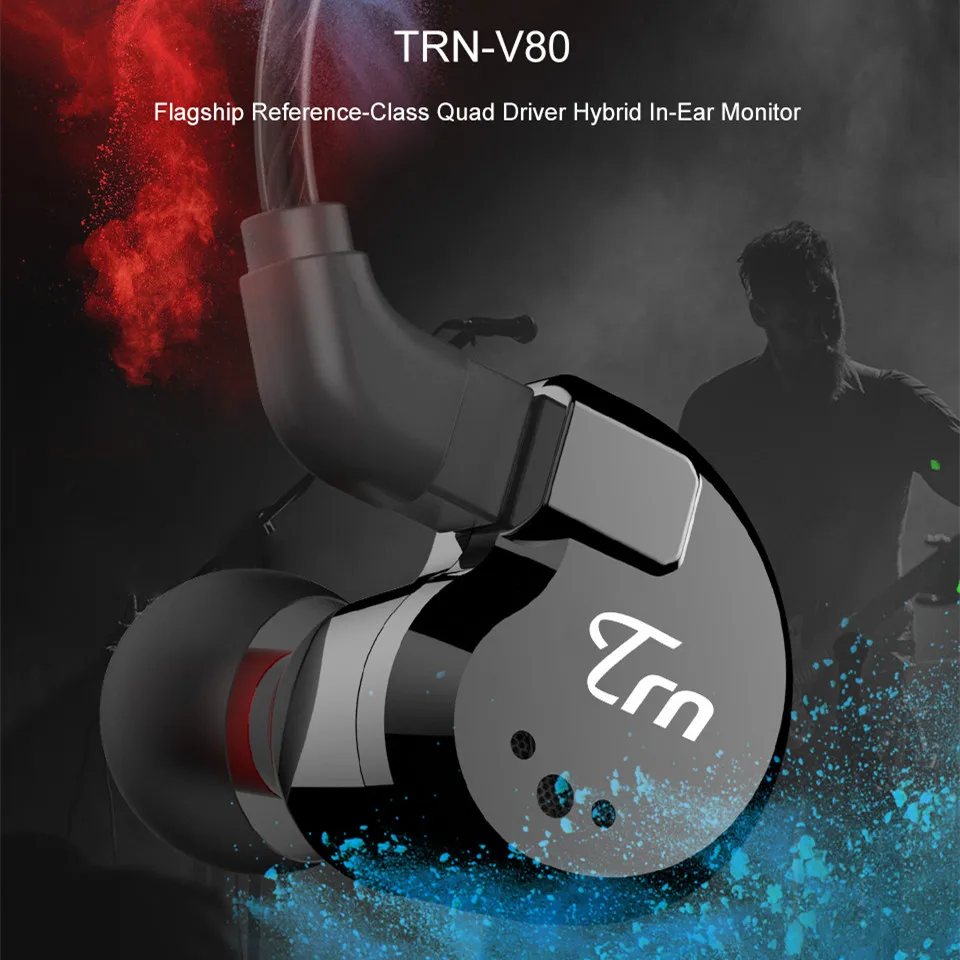 TRN V80 2DD + 2BA гибридные наушники в ухо HIFI DJ монитор бег спортивные ушные гарнитура с