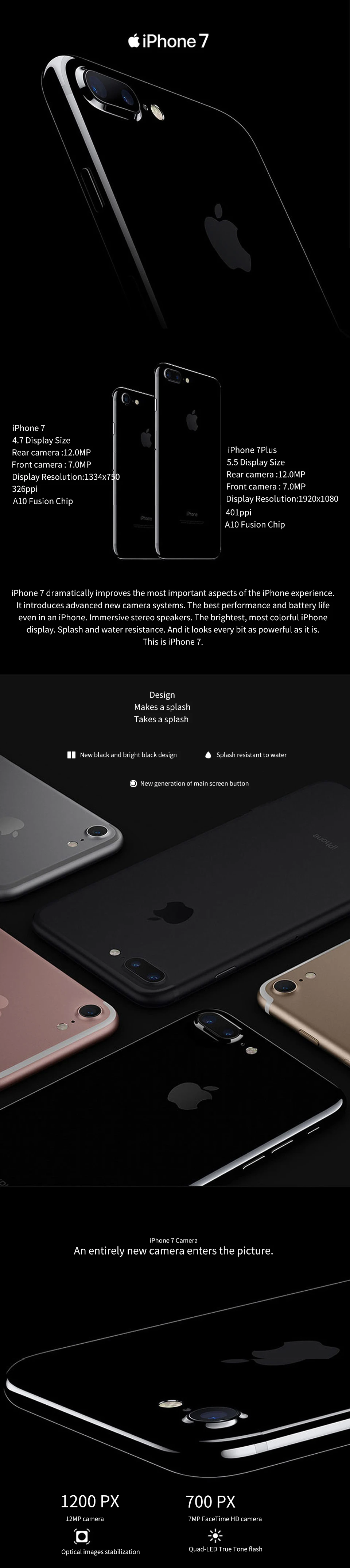 Восстановленный Apple iPhone 7 Мобильный телефон 4,7 дюймов 2 Гб Оперативная память 32/128 ГБ IOS 10 за счет сканера отпечатков пальцев LTE 12.0MP Камера Apple Quad-Core Smart Phone