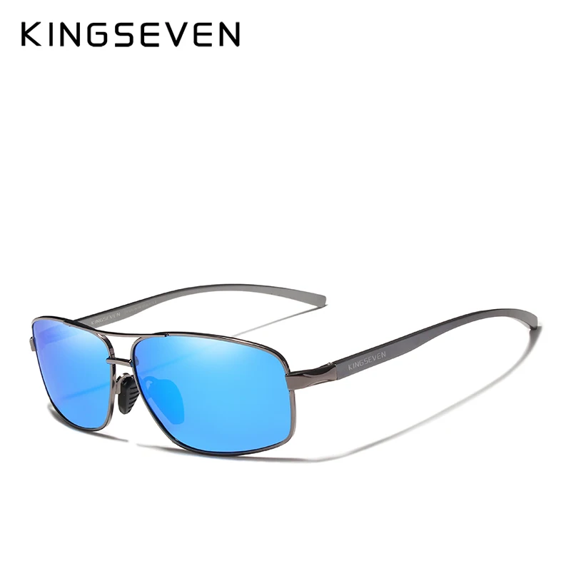KINGSEVEN, алюминиевый бренд, модные мужские и женские поляризованные солнцезащитные очки, защита от уф400 лучей, солнцезащитные очки, мужские очки для вождения - Цвет линз: Gun blue
