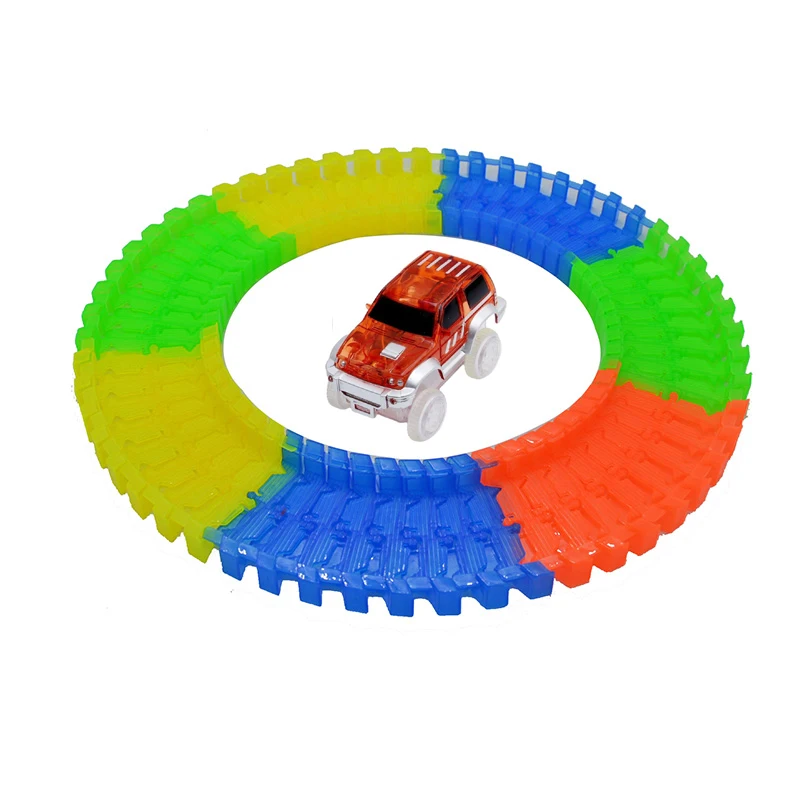 165pcs with 1 car Магический трек светится в темноте DIY универсальные аксессуары рампа поворот дорожный мост перекресток для 7,5 см гоночный трек подарок игрушка для детей - Цвет: 165pcs with 1 car