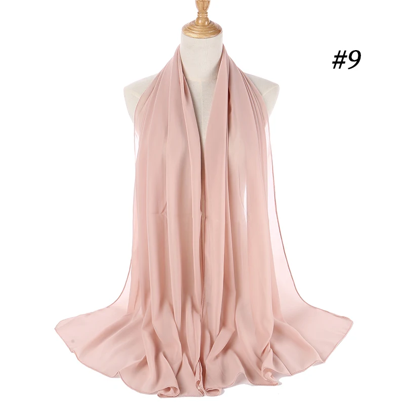 baby pink Мусульманский шарф, женский простой шифоновый хиджаб с пузырьками, головной платок, мягкий длинный мусульманский головной платок, жоржет, шарфы хиджабы - Цвет: baby pink