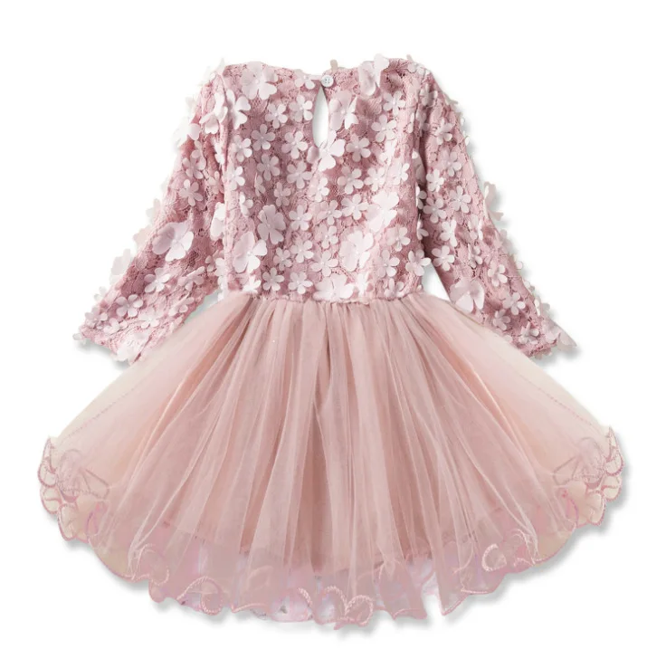 Hot Girls Clothing 2019 Spring and Autumn Dress Explosion Models Solid Color Lace Princess Trend Sweet | Детская одежда и обувь