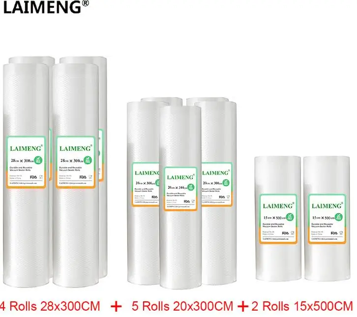 11 rolls LAIMENG 11 рулонов в упаковке вакуумные пакеты для пищевых продуктов вакуумный упаковщик Sous Vide пакеты для хранения пищи для вакуумного упаковщика 15+ 20+ 28 см R202 - Цвет: 11 rolls