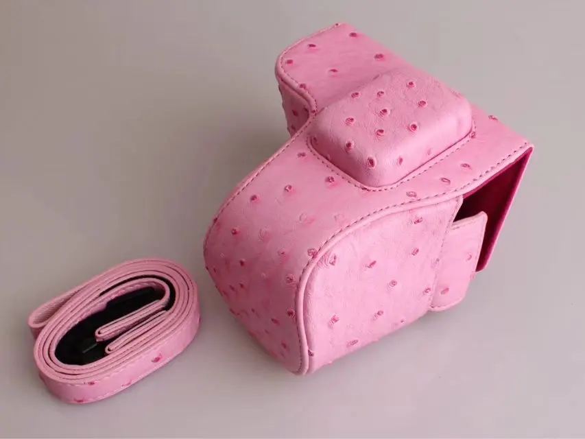 Pink Чехол для видеокамеры из искусственной кожи для samsung NX3000 NX3300 чехол для камеры с плечевым ремнем - Цвет: Pink
