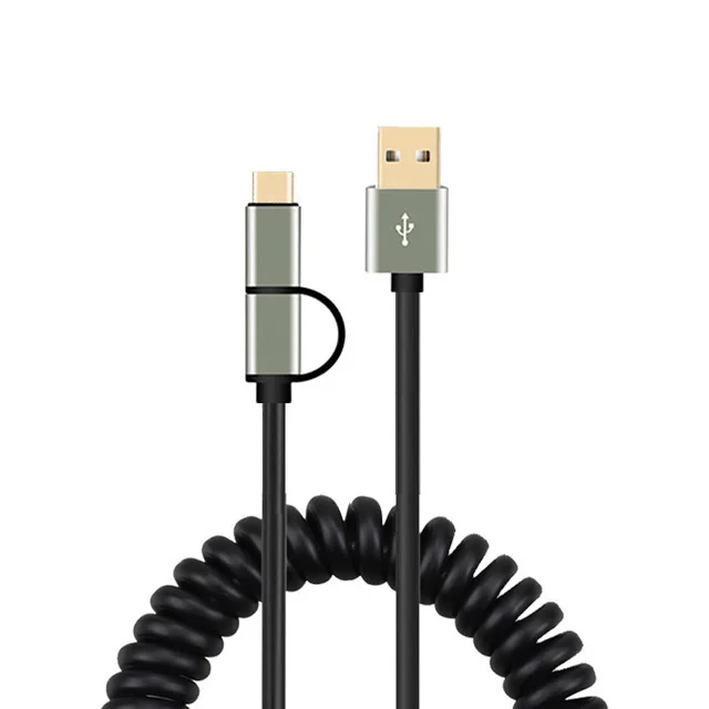 1 м 0,5 м usb type-C кабель Micro usb кабель для передачи данных для huawei P9 Plus Honor V9 9 V8 8 пружинный спиральный QC3.0 кабель Tipo C телефонный шнур 2A