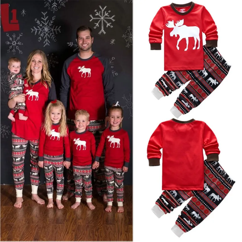 

Children Christmas Pajamas Set Snow Reindeer Pijamas for Boys Autumn Winter Girls Sleepwear for Kids Toddler