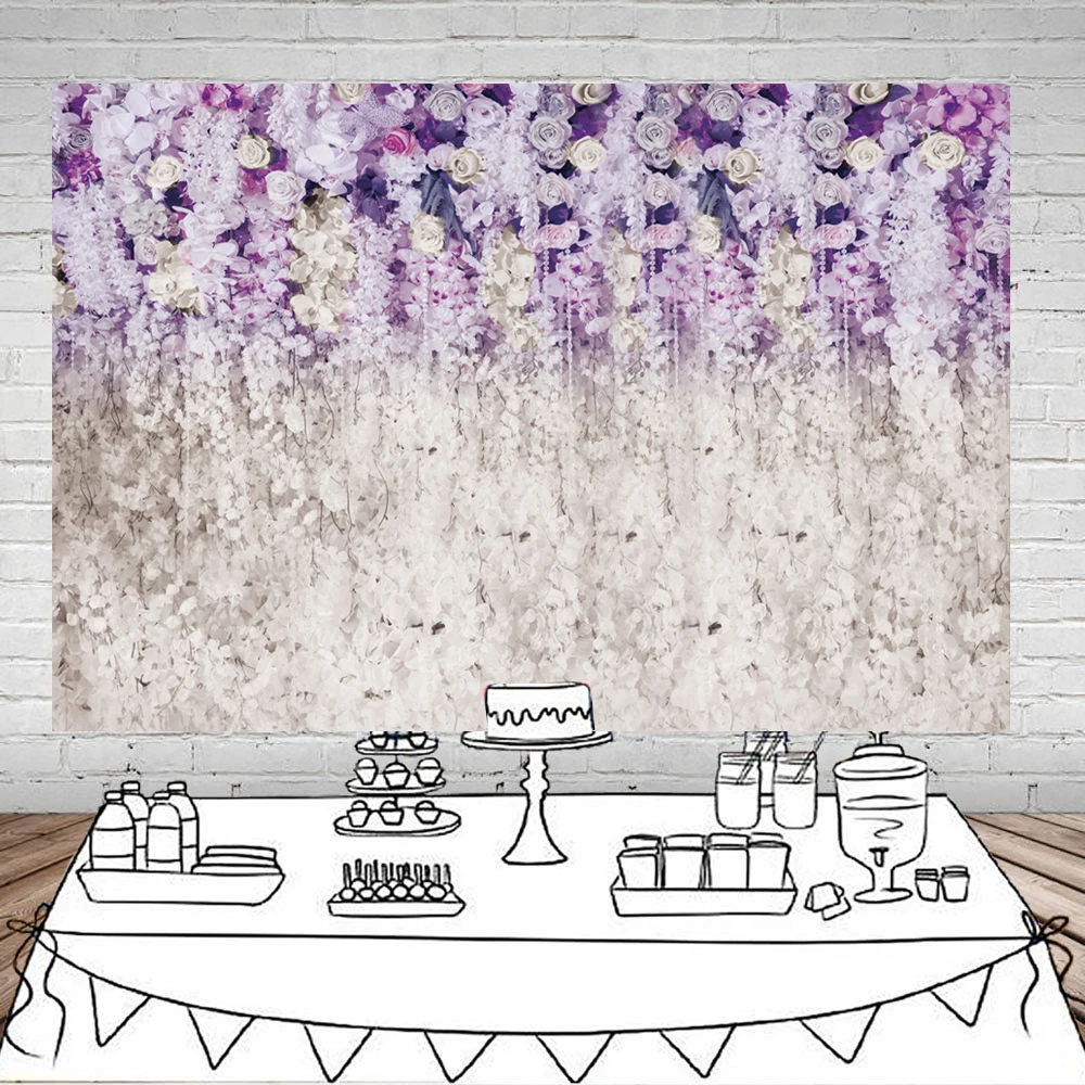 BEIPOTO фиолетовый и белый цветок фон свадебный душ цветочный фото детский день