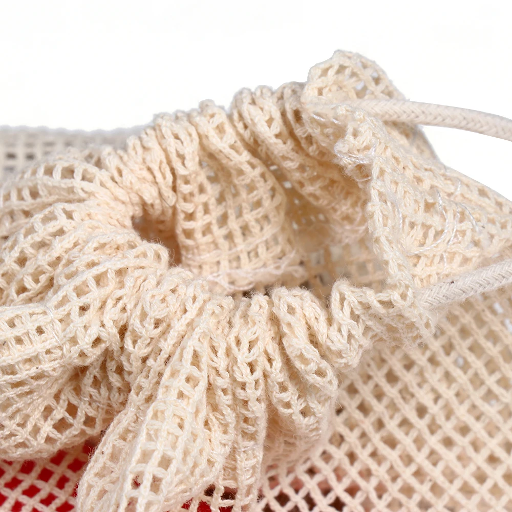 Натуральный хлопок сетка продуктовый мешок для дома кухня Drawstring моющиеся фрукты и овощи хранения сетки мешок для дома и жизни аксессуары