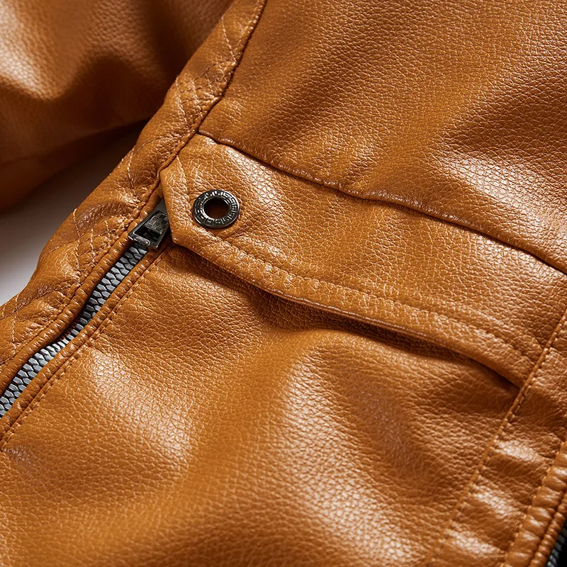 

In the spring of 2020 new men leisure leather PU leather collar leather jacket