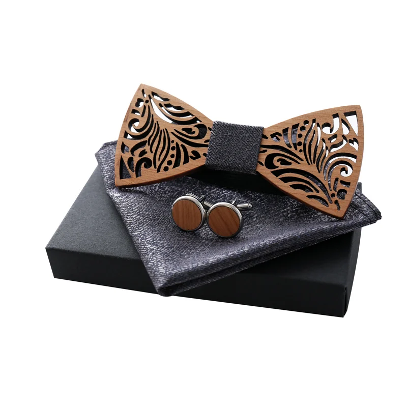 Набор из 3 экологичных галстуков бабочок с носовым платком Z305SQ для мужчин и