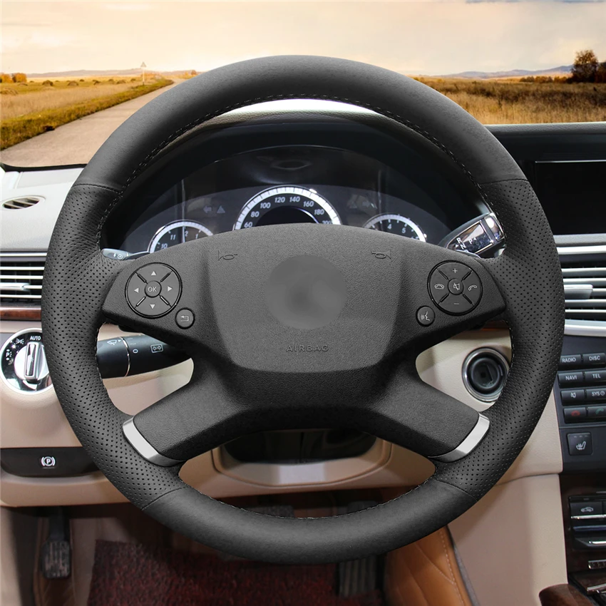 MEWANT черный чехол рулевого колеса автомобиля из искусственной кожи для Mercedes Benz E