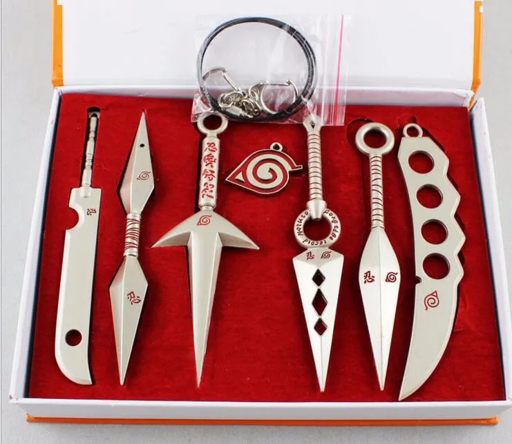 7 шт./компл. Оригинальная коробка оружие Наруто Минато Yondaime Hokage Kunai Asuma Подвеска для оружия Косплэй героя аниме «Наруто Фигурки Коллекция