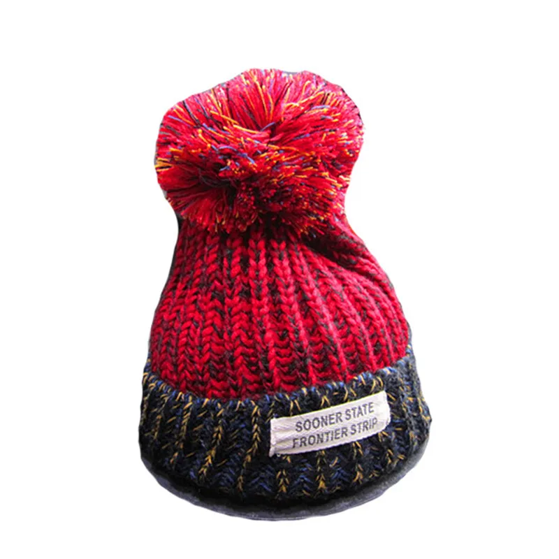 

CUHAKCI Winter Skullies Warm Hat Knitting Cap Women Beanies Letter Soft Crochet Wool Fur State Ski Hat
