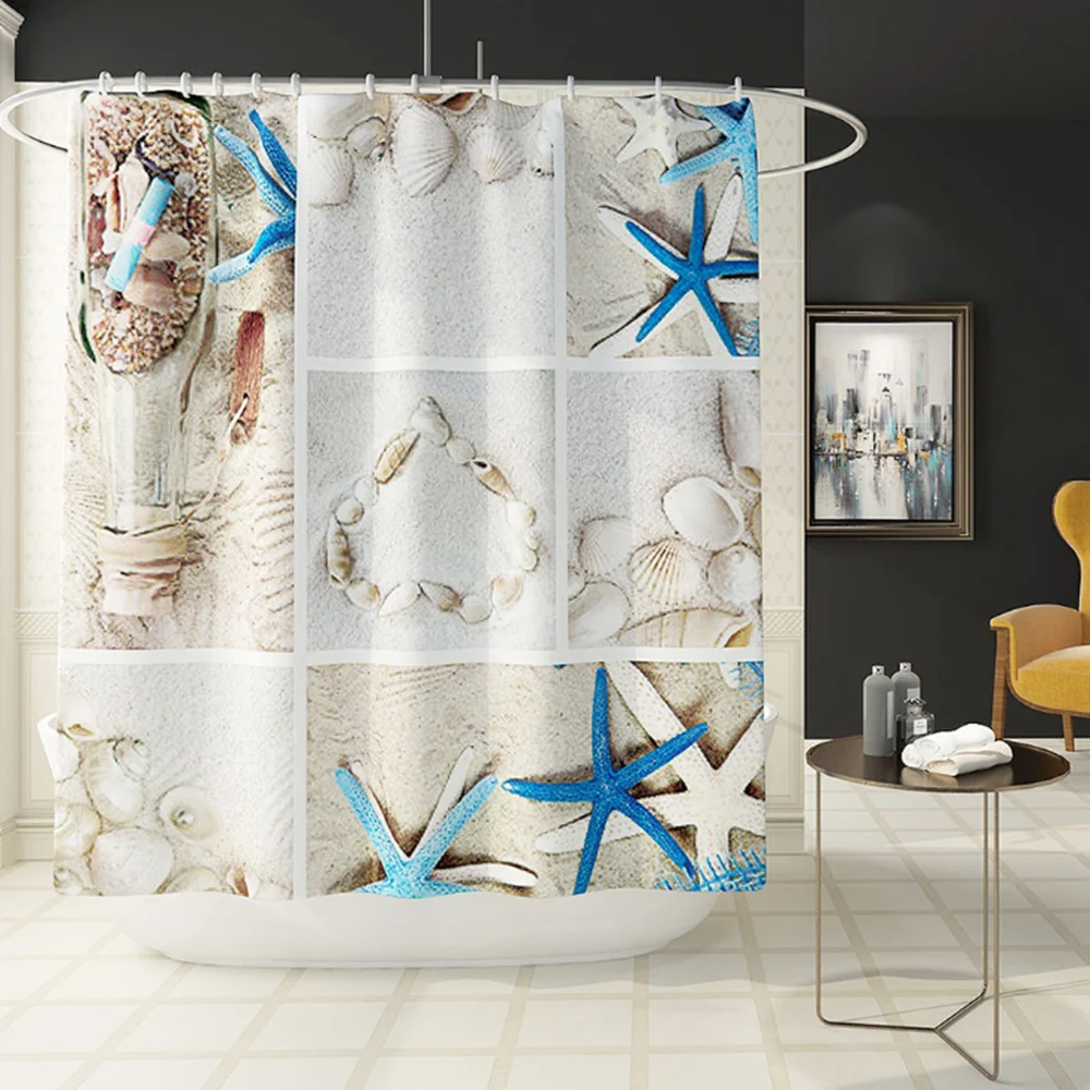 Коврик для ванной 4 шт./компл. с рисунком летней раковины морской звезды|Коврики