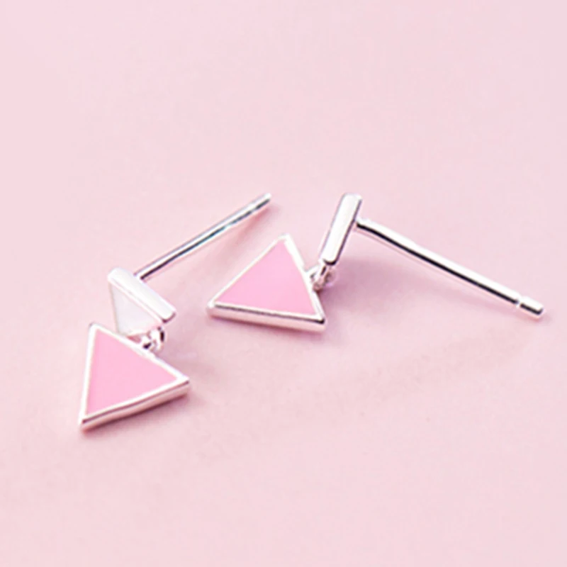 Геометрические треугольные серьги гвоздики из стерлингового серебра S925 для