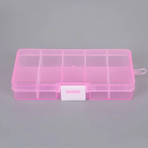 Pink White Clasp 10 слотов Регулируемая прозрачная коробка для хранения ювелирных изделий Кольцо Серьги лекарство таблетки бусины портативный пластиковый Чехол Органайзер для путешествий - Цвет: Pink White Clasp