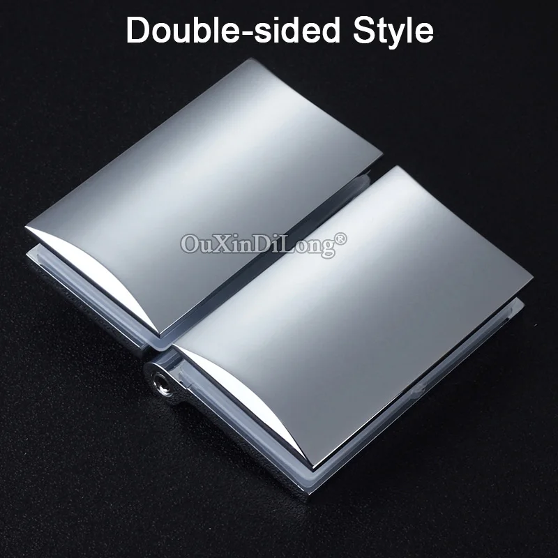 Double-sided Style Новинка, 1 шт., цинковый сплав, бескаркасные дверные петли для ванной и душа, стеклянные зажимы для шкафа, фиксированные держатели, кронштейны, хромированная отделка - Цвет: Double-sided Style