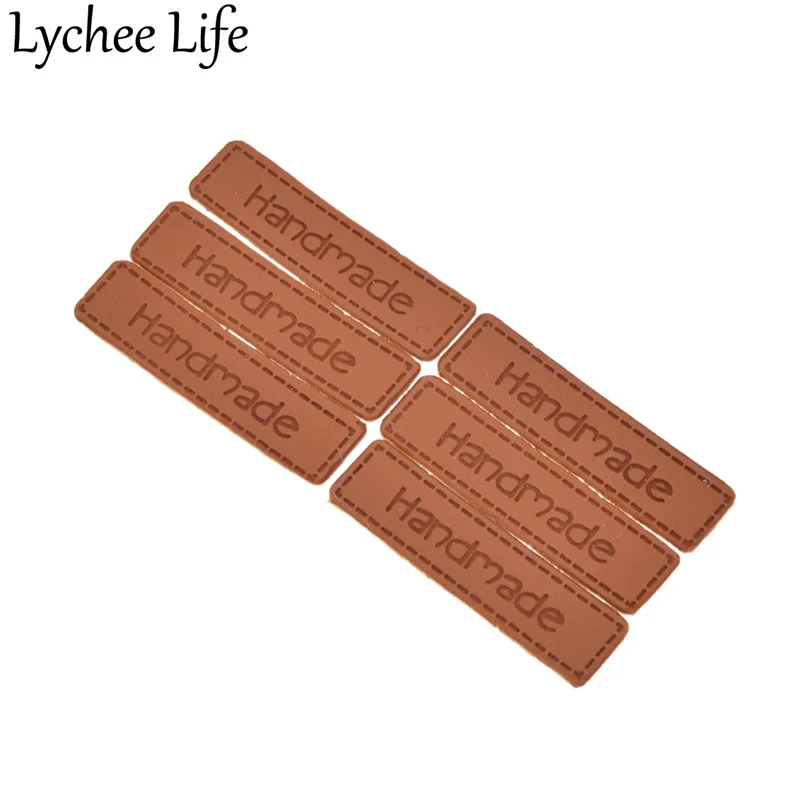 Lychee Life 50 шт. из искусственной кожи этикетка ручной работы Вышивание одежды тиснение бирки DIY с фабрики Домашняя Коллекция Новое поступление - Цвет: Non-porous