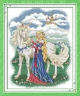 Вышивка Белая лошадь и принцесса, вышивка портрета, вышивка крестиком, для комплектов вышивки, вышивка крестиком, ручная работа сделай сам