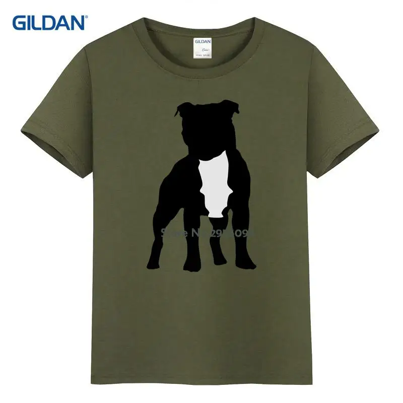 Синий и белый Полосатая Футболка Мужская 2017 я (сердце) staffies Короткие Печать