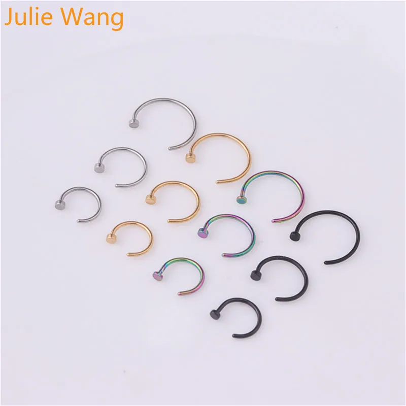 Julie Wang 1 шт. Титановая Сталь 5 цветов носовые кольца с ложным пирсингом обруч для перегородки Пирсинг клип панк женские украшения для тела 6 мм/8 мм/10 мм