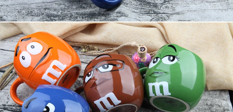 1 шт. кружки для шоколада M& M'S с рисунком из мультфильма, 600 мл, настоящий M Beans, керамика, чашка для кофе, молока, завтрака, посуда для напитков, милый Рождественский подарок