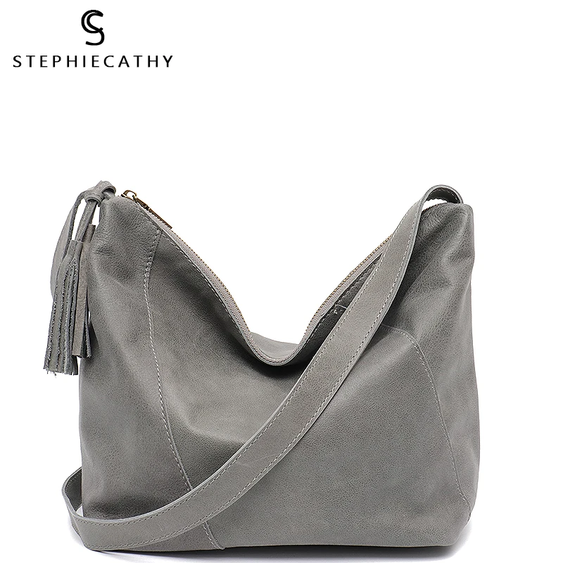 SC женские кожаные сумки Большая Повседневная сумка-хобо винтажная сумка из