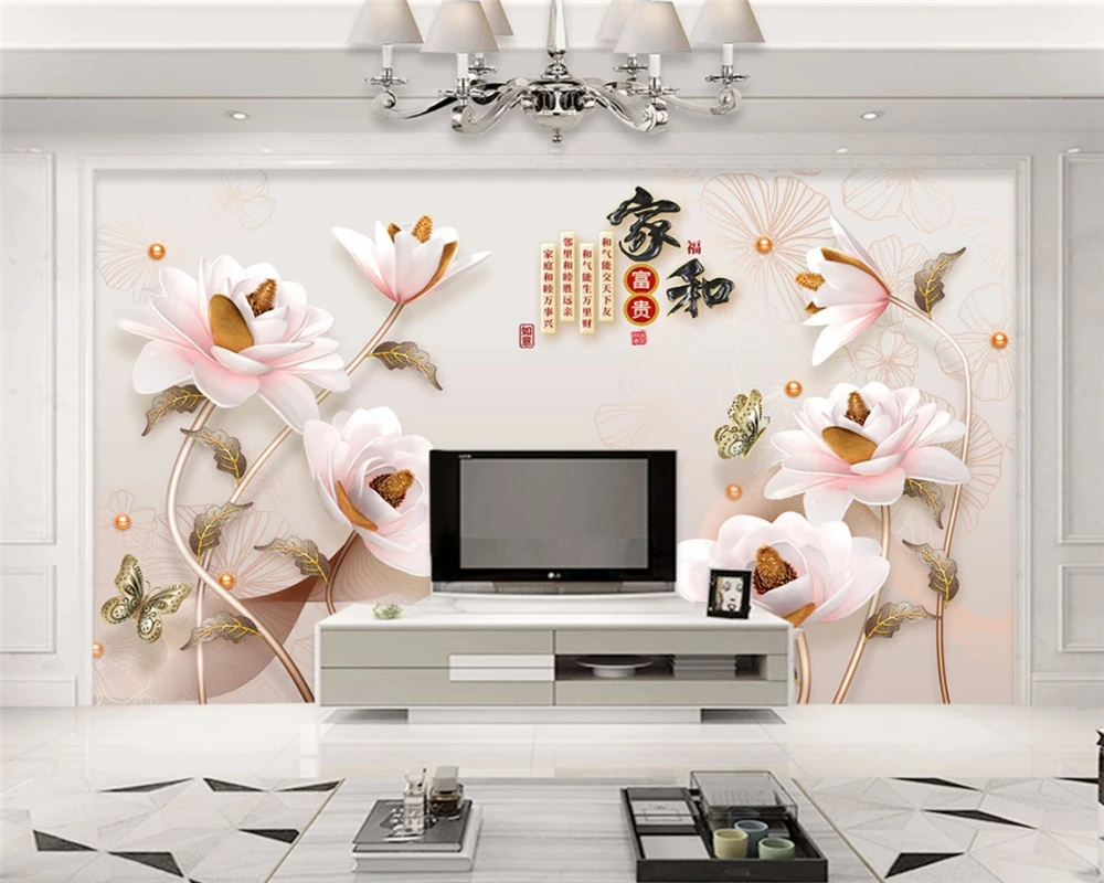 

beibehang Customized eco-friendly fashion wallpaper stereo embossed silky magnolia background papel de parede papier peint