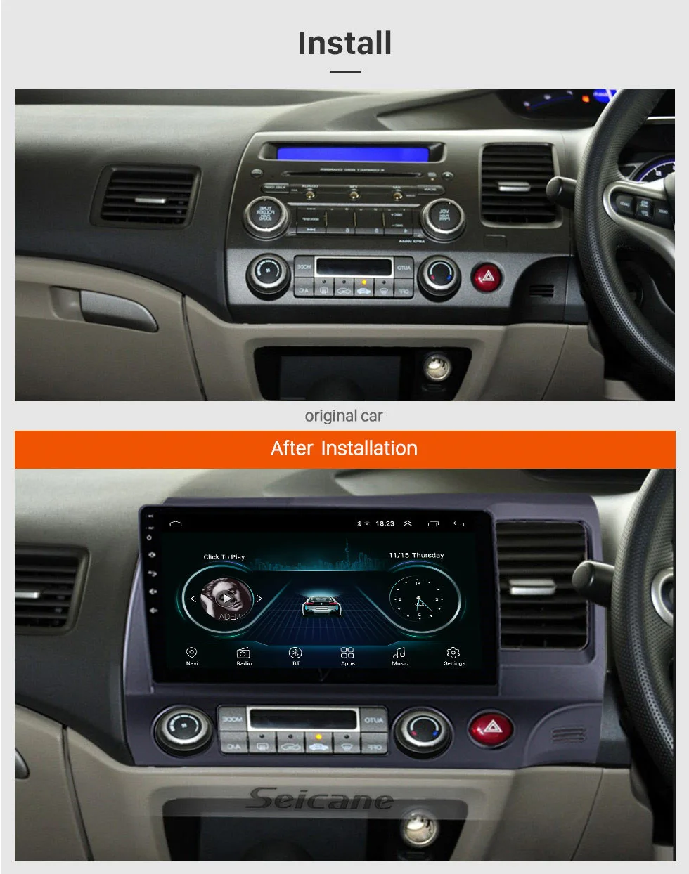 Seicane Android 8,1 10," Автомобильный Радио gps для 2006 2007 2008-2010 2011 HONDA CIVIC правый руль навигация мультимедийный плеер
