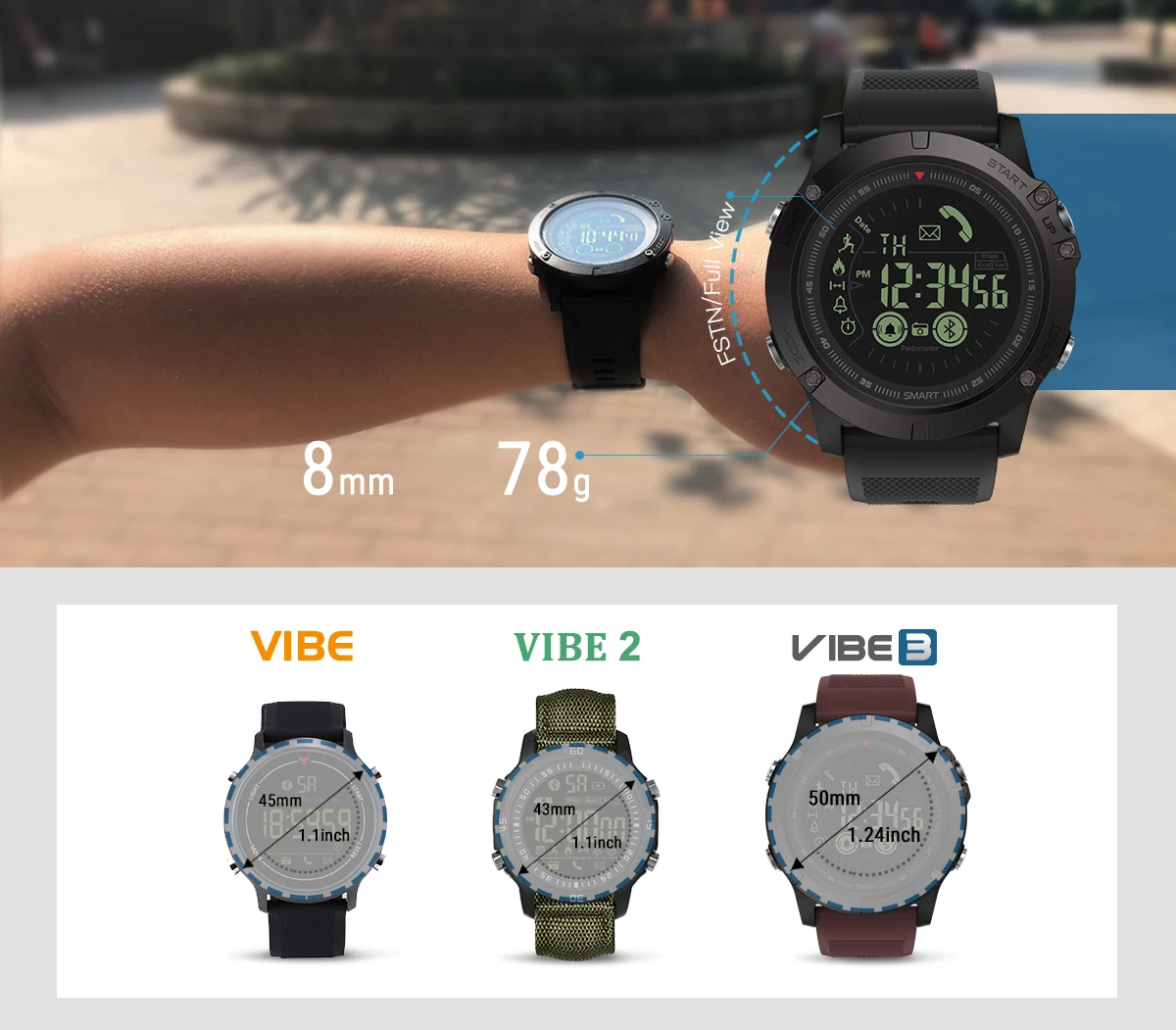 Новинка Zeblaze VIBE 3 HR ips цветной дисплей спортивные умные часы монитор сердечного ритма IP67 водонепроницаемые умные часы для мужчин для IOS и Android
