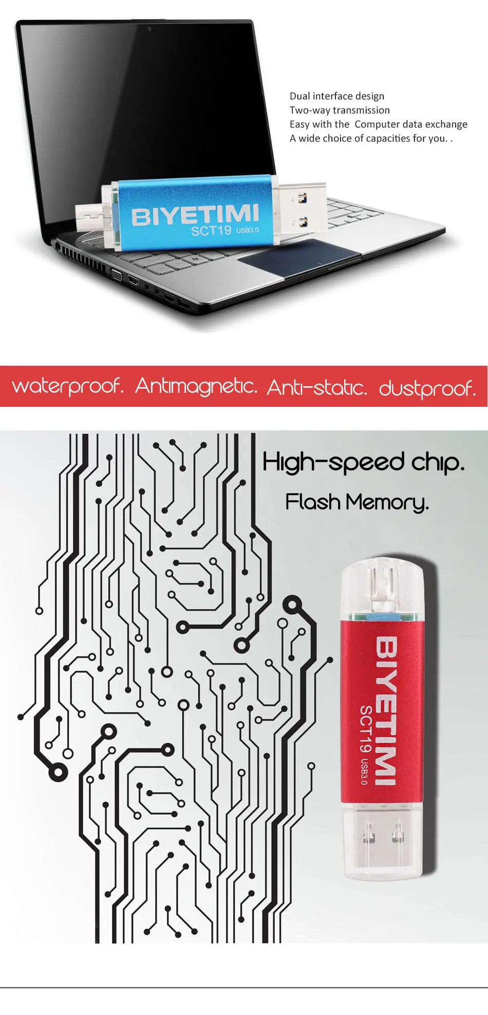 USB флеш-накопитель Biyetimi OTG Usb 3,0 64G быстрая вспышка 16G флеш-накопитель 32G флеш-накопитель U Stick двойной разъем для смартфона Android