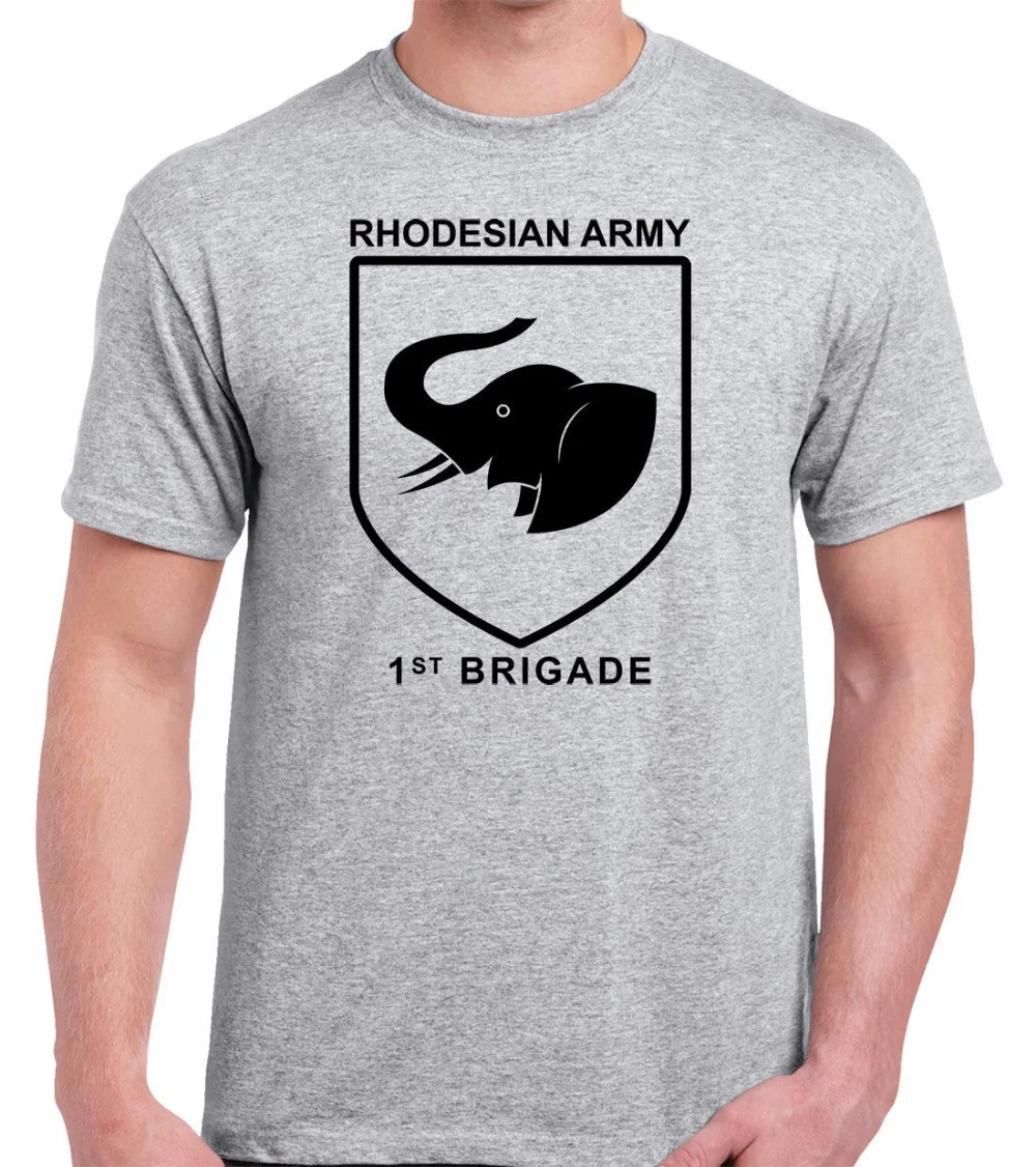 

2019 Fashion Short Sleeve Black T Shirt High Quality Rhodesia 1st Brigade biker Tee shirts Tee Shirt Casual Short Sleeve