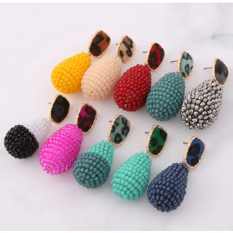 Висячие серьги NeeFuWoFu с хрустальным шариком большие длинные ручной работы из