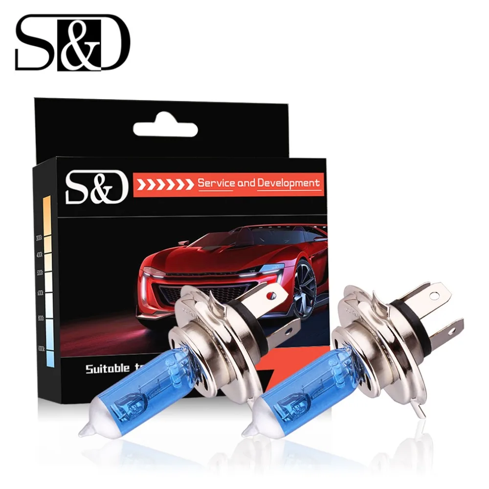 S & D H4 H7 Фары Галогенные лампы H3 H1 H11 9005 HB3 9006 HB4 9007 9004 12 В 55 Вт 100 5000k супер яркие