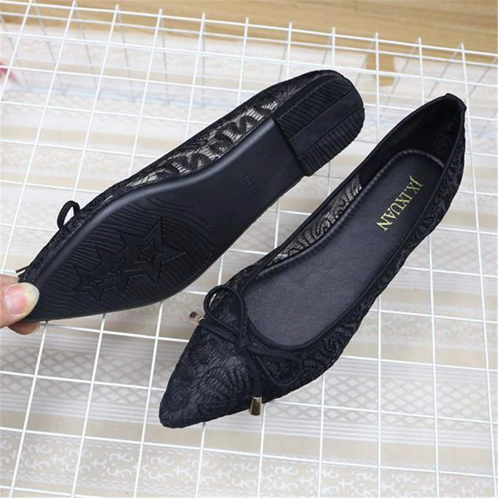 

2019 summer new mesh gauze flat shoes shallow pointed comfortable anti slip soft bottom women's single shoes, maternity shoes
