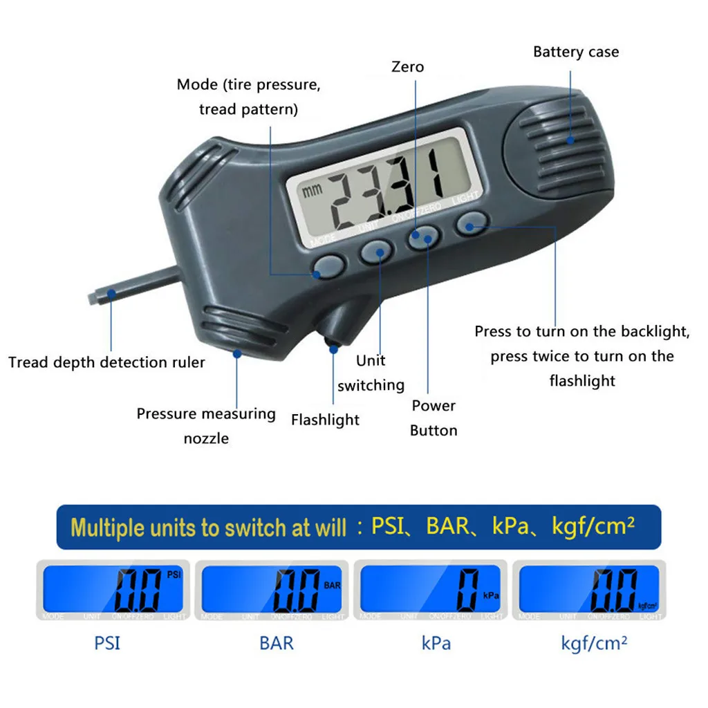 Датчик давления в шинах с подсветкой 3 1 цифровой измеритель глубины протектора
