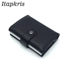 Автоматический держатель для карт, алюминиевый мужской кошелек RFID для путешествий, всплывающее блокирование денег, чехол для защиты карт из искусственной кожи