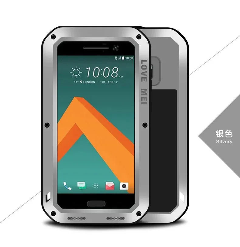Чехол Love Mei для htc M10/htc 10 Lifestyle/htc 10 Водонепроницаемый противоударный Алюминий чехол+ закаленное Стекло