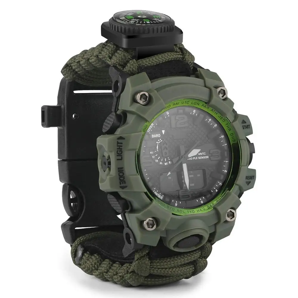 Survival watch 2 Открытый выживания часы многофункциональные часы с Паракордом с компасом свисток термометр спасательный веревка выживания Открытый EDC Охота - Цвет: Survival watch 2