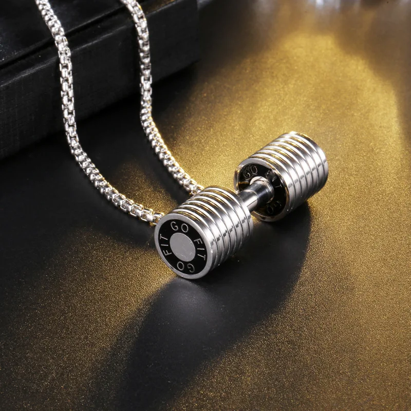 Дизайн модные Для мужчин спорт фитнес прочность dumbell Популярные titanium кулон Mathidaleo Цепочки и ожерелья D029