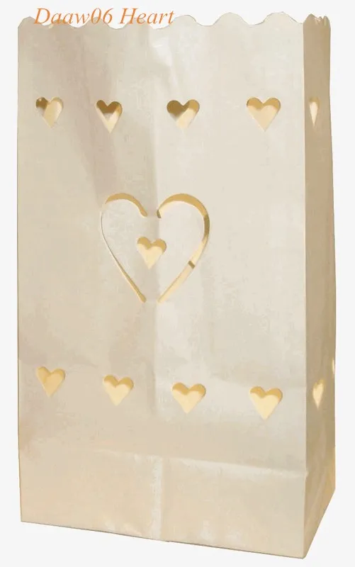 Daaw06 Heart 28x18x10 см x 10 шт./лот Luminaria светильник держатель Бумага лампы в форме свечи Фонари сумка для свадьбы, Рождества, День рождения украшения - Цвет: Daaw06 Heart