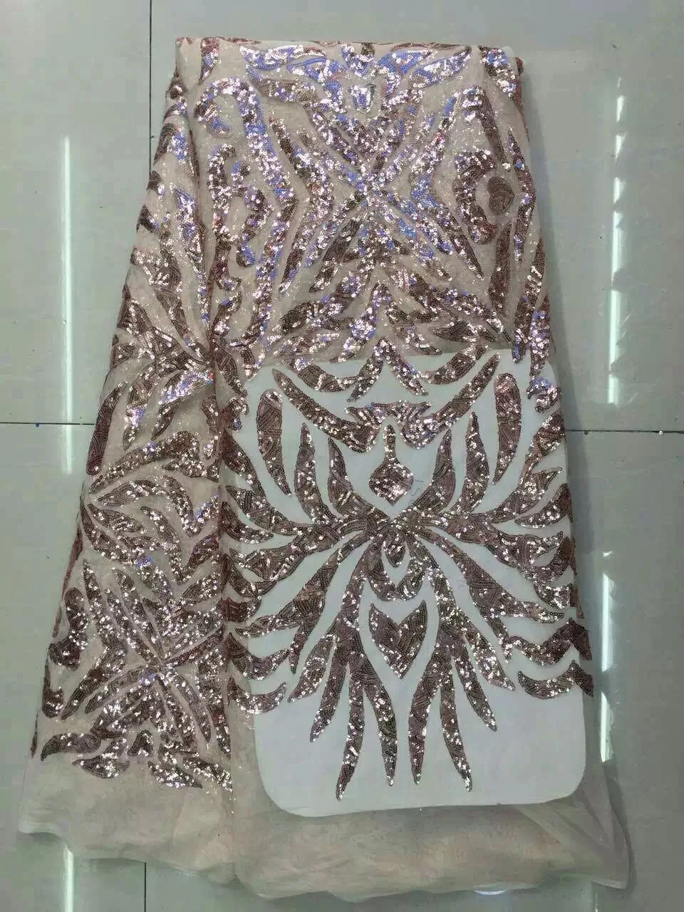 Вышитая блестками африканская гипюровая французская кружевная ткань фуксия