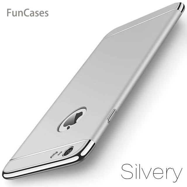 Silver Роскошный Золотой Жесткий Чехол для iPhone 7 6 6s 5 5S SE X задняя крышка Xs Max XR Съемный 3 в 1 Fundas чехол для iPhone 8 7 6 6s Plus сумка - Цвет: Silver